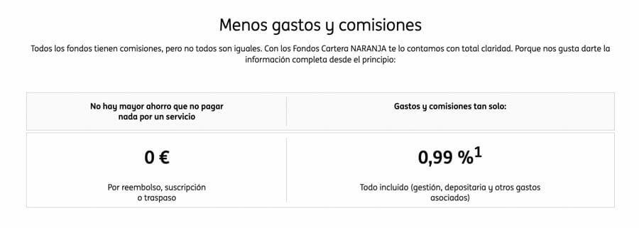 Comisiones carteras naranjas ING
