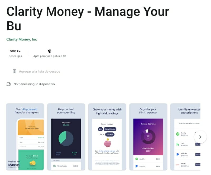 Aplicación Clarity Money