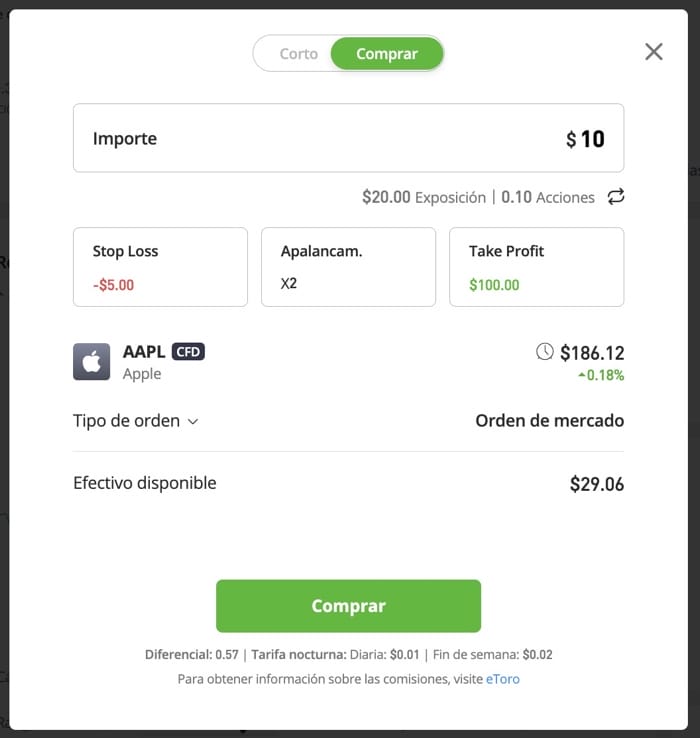 Invertir 10€ en Apple