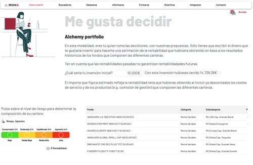 Robo advisor Ironia